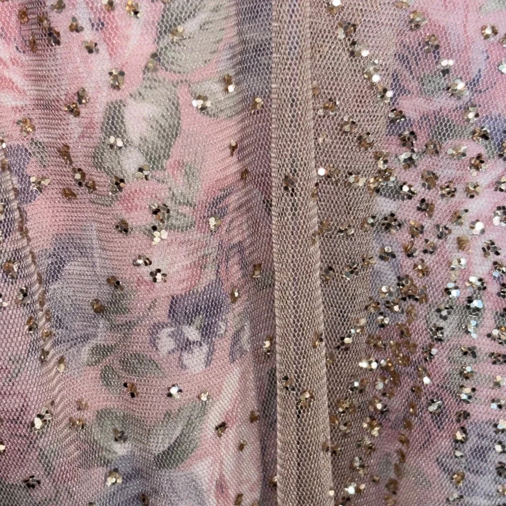 NWT Blue B Women M Pink Floral Fairy Ethereal Glitter Tulle Maxi Skirt - Picture 9 of 10